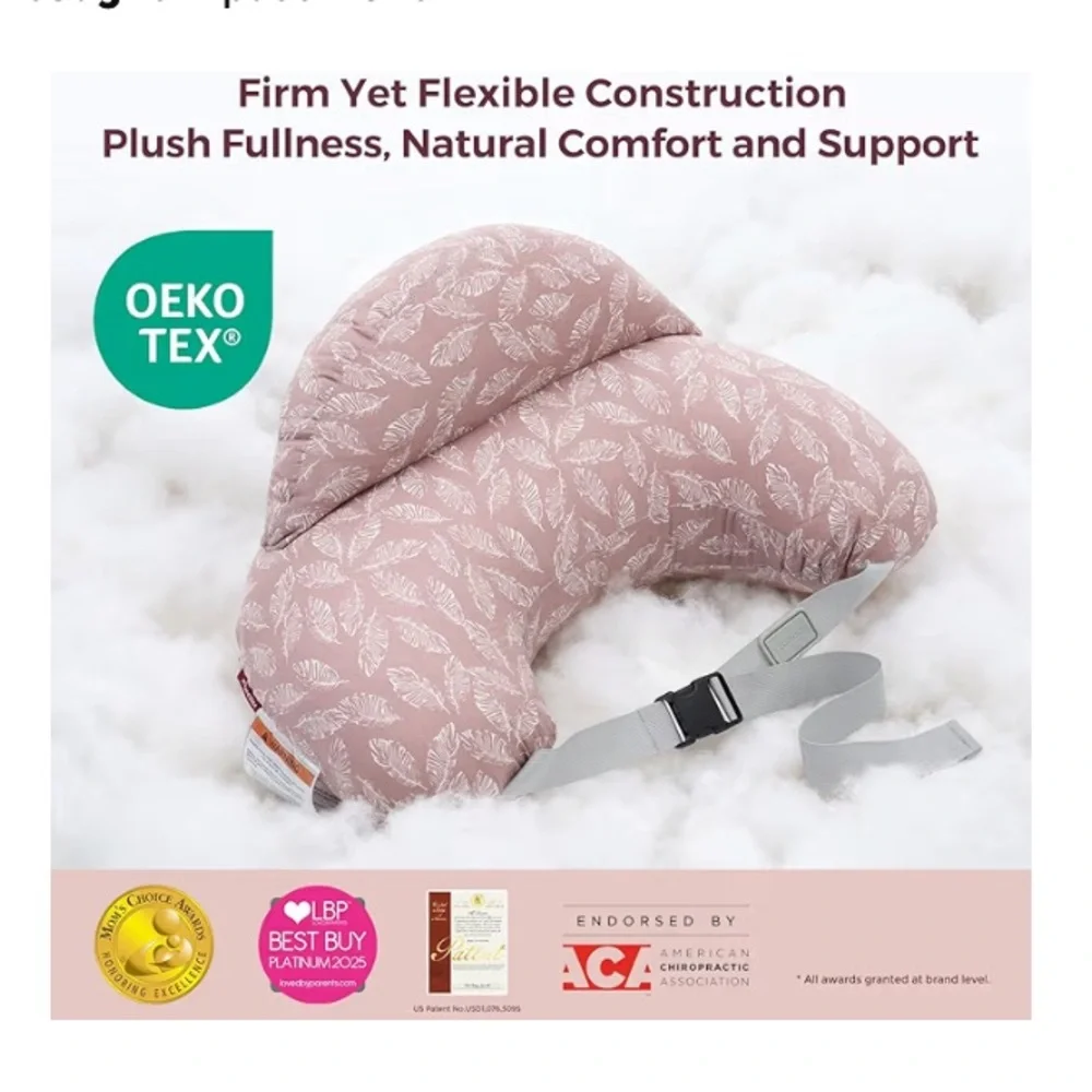 Momcozy Pink Snuggle Feather Print Nursing Pillow